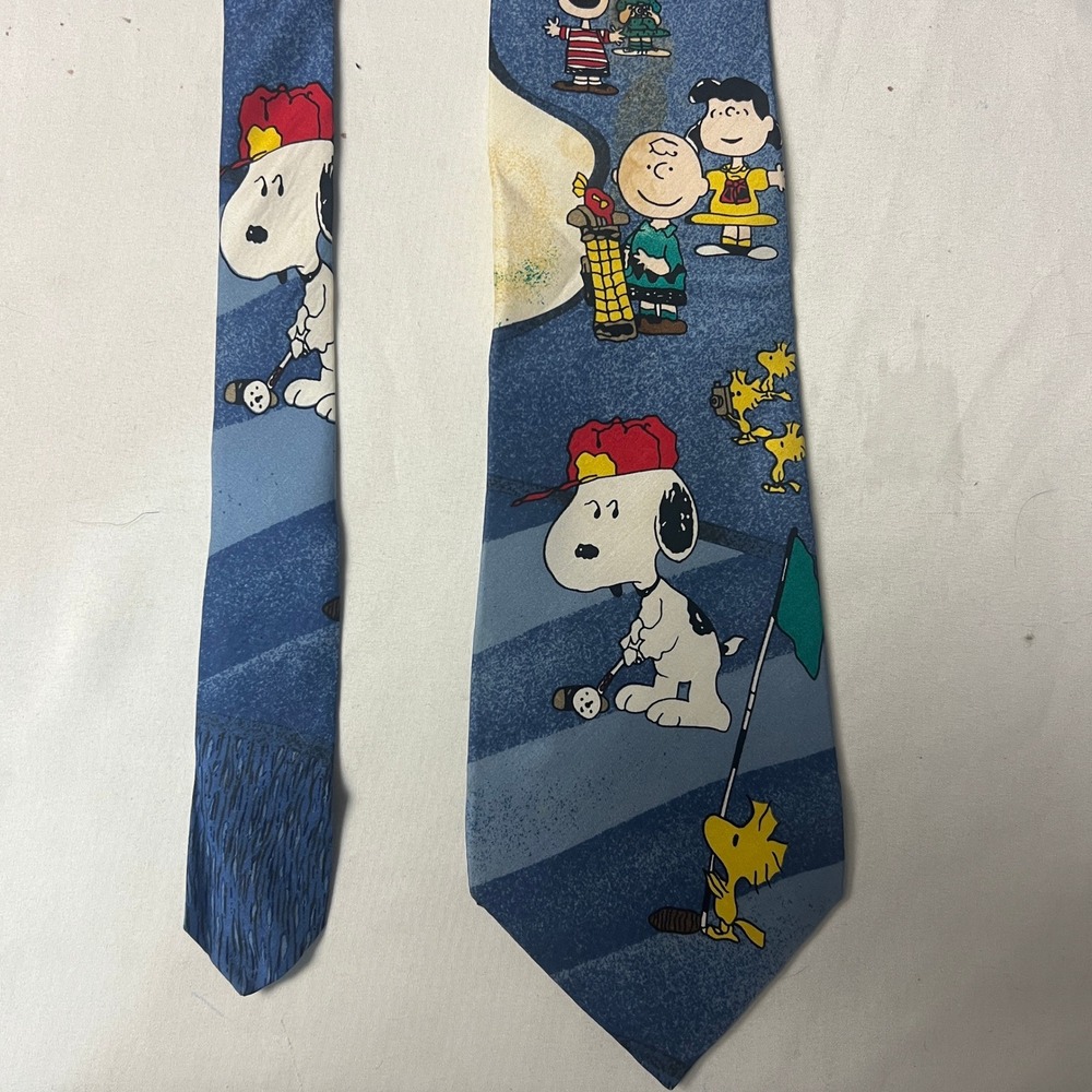 Vintage Peanuts Snoopy Golf Tie Birdie on the Green Novelty‎ Cartoon Necktie